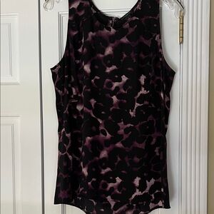 Ann Taylor Black and Purple Patterned Top